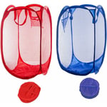 Lot de 2 paniers à linge pliables en maille, portables et sales, pour chambre à coucher, chambre d'enfant, dortoir d'université et voyage (bleu foncé