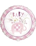 Baby Rosa Elefant Folieballong 46 cm