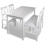 Ensemble Table à manger avec 4 chaises / Ensemble de salle à manger 5 pcs Blanc