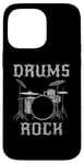 Coque pour iPhone 14 Pro Max Batterie Rock, batteur fête des pères musicien rock Goth