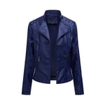 Veste Pu Cuir Femme De Marque Luxe Uni En Slim Blouson Femmes Moto Vêtements Manteau Noirfbcn79