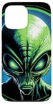 iPhone 13 Pro Max Cute Green Alien Head UFO Space Face || Alien Case