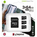 Canvas Select Plus - 64 Go - MicroSDXC - Classe 10 - uhs-i - 100 Mo/s - 85 Mo/s (SDCS2/64GB-3P1A) - Kingston