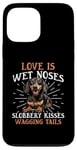 Coque pour iPhone 13 Pro Max Teckel blaireau wiener saucisse chien Love is wet nezes