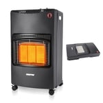 Geepas Portable Gas Heater 4.2KW | Electric & Piezoelectric Ignition, LPG/Butane/Propane Gas Heater with Wheels, Regulator & Hose | Energy Efficient Space Heater With Low Running Cost, Black