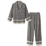 Pajamas Femme Sets Printemps Automne À Manches Longues À Carreaux Style Glace Soie Dames Pyjamas Ensembles Femme Mme Satin Vêtements De Nuit Outwear Sexy Pijamas Lounge Ensembles-Treillis_M