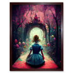 Alice In Wonderland Through Looking Glass Enchanted Pink Forest Art Print Framed Poster Wall Decor 12x16 inch