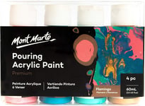 Acrylique Pouring Peinture Set Flamingo 4 Pièces X 60Ml Peintures Acryliques Pré-Mélangées Avec Pouring Medium Rose, Phthalo Turquoise, Turquoise, L'Or Rose[PAN142591]