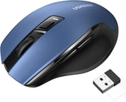 Souris Sans Fil Ergonomique Silencieuse 2,4Ghz 4000 Dpi Optique Réglable Avec Récepteur Usb Souris Ordinateur Autonomie De Pile Prolongée Compatible Avec Mac Pc Portable Tablette (Bleu)