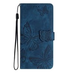 MOTIKO Butterfly Wallet Case fit for Samsung Galaxy A5 2017 | Skin Feel PU Leather Magnetic Flip Case | Built-in Kickstand Card Holder Phone Cover | Blue