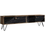 Cotecosy - Meuble tv Wano 160cm Bois et Effet Marbre Noir