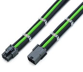 Shakmods Câble d'extension 6 broches PCIE GPU pour carte graphique 30 cm + 2 peignes de câble (vert et noir)