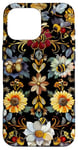 Coque pour iPhone 16 Pro Max Beau motif abeilles et fleurs noires