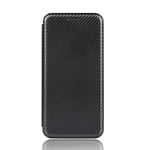 NEINEI Coque pour ASUS Zenfone 8,Housse Étui en Fibre de Carbone Cuir Flip Portefeuille avec Espèces et Carte Fente,PC/TPU Téléphone Antichoc Protection Case Cover-Noir