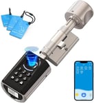 WELOCK ToucA51 Serrure Connectée Serrure Empreinte Digitale avec Password,Carte RFID,APP et WiFi,Serrure Biometrique,Cylindre Serrure Connectée 30×30,Smart Lock IP65,Serrure a Code Installation Facile