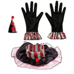 WIDMANN MILANO PARTY FASHION - Set de déguisement, mini-chapeau, col, gants, cirque, clown tueur Carnaval, fête à thème