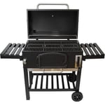 BBQ XXL-Barbecue Grill&Fumoir Type Américain Acier Noir Jardin Max 5.5Kg Charbon