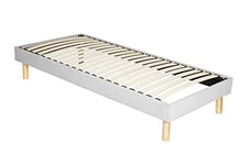 King of Dreams Adrien - Solide et Confortable Sommier Tapissier Gris + Pieds en 18 cm pour Matelas en 120x200-13 Lattes - revetement Tissu Polyester Facile d'entretien