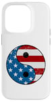 Coque pour iPhone 14 Pro Drapeau américain Yin et Yang rouge, blanc et bleu avec étoiles