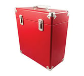 GPO Portable Retro-Style Carry Case for LPs, Albums and 12-Inch Vinyl Records (Holds 30 Albums) – Red