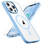 ORETECH Coque pour iPhone 12 Pro Max avec [2 Verre Trempé Protection écran] Protection Antichoc Militaire Coque Magnétique iPhone 12 Pro Max Coque iPhone 12 Pro Max Mag Safe 6.7" Bleu Sierra