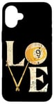 Coque pour iPhone 16 Plus Snooker table de billard boules de billard "LOVE" billard