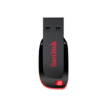 SANDISK Cruzer Blade USB Key - 32 GB - USB 2.0 - Glänsande röd och svart