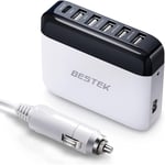 BESTEK Chargeur Voiture 86W USB-C PD, Chargeur de Voiture à Charge Rapide QC3.0, Adaptateur Allume-Cigare USB 12V/24V avec Câble de 1,5 M (Blanc)