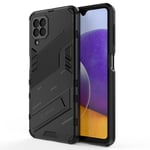 Liner Case for Samsung Galaxy M22 / Samsung Galaxy A22 4G, Ultra-thin Protective Silicone TPU Shockproof Hybrid Hard PC Back Cover for Samsung Galaxy M22, with Foldable Hidden Form Bracket - Black