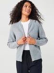 V by Very Crew Neck Zip Up Bomber with Wool  - Grey, Grey, Size 12, Women