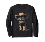 Black Cat in Cowboy Boots Long Sleeve T-Shirt