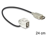 DELOCK – Keystone Module USB 2.0 A female 110° > USB 2.0 A female with cable white (86327)