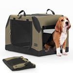 Petsfit Dog Travel Crate for Car, Easy On The Go, Easy to Stow, Adjustable Compatibility, Indoor and Outdoor Lightweight Soft Dog Carrier for Car 76 cm L x 50 cm W x 49 cm H Green