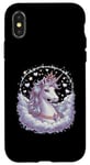 Coque pour iPhone X/XS licorne imaginative avec des étoiles