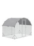 Pawhut Walk In Chicken Run Galvanized Chicken Coop Hen Poultry House Cage Rabbit Hutch Pet Playpen Backyard With Water-Resist Cover, 2.8 X 1.9 X 2M