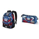 Marvel Captain America Tekk Costume FAN 2.0 Fight Backpack + Triple Pencil Case