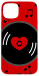 Coque pour iPhone 15 Plus notes de musique disque vinyle album coeur rouge valentines vintage