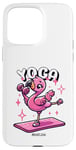 Coque pour iPhone 15 Pro Max Yoga Drôle Flamingo Mignon Fitness Entraînement Femmes Gym