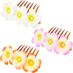 3-pack konstgjorda plumeria hårkammar hårklämmor med tänder för kvinnor slöja strandfest twist bulle chignon uppsättning tillbehör