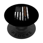 Retired Est 2025 Retirement Patriotic American Flag Design PopSockets PopGrip Adhésif