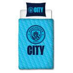 Manchester City Crest Single Duvet Cover Set Football Kids Bedroom 2-in-1 Design