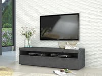 Dmora - TV stand Daniele, Low sideboard for living room, TV stand base, 100% Made in Italy, cm 130x45h36, Ash Gray