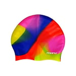 Maru Bonnet de Bain pour Cheveux Longs, 100% Silicone, Bonnet de Bain Unisexe pour Adulte, Bonnet de Bain léger pour Homme et Femme, imperméable, Confortable et Durable (Rose/Bleu/Rouge, Taille