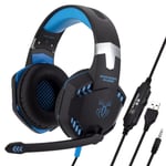 Bleu G2000 Gaming sauna ensembles Grand Casque avec Lumière Micro Stéréo Écouteurs Basses Profondes pour PC Ordinateur Gamer Ordinateur Portable PS4 Nouvelle X-BOX ""Nipseyteko