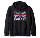 England Flag Union Jack UK Britain Pride Country Vintage Zip Hoodie