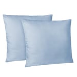 Dreamzie Taie Oreiller 65x65 cm Lot de 2 Housse d'oreiller en Microfibre avec Une Fermeture Eclair Certifiée Oeko-Tex - Housse Coussin Bleu