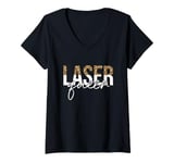 Womens Laser Queen Hair Removal Aesthetician Laser Tech V-Neck T-Shirt