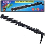 OMEGA Slimline 13mm Heated Hair Styling Hot Brush BLACK Curling Tong Swivel Cord