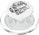 Vintage Car Engine Block Blueprint Diagram Homme Graphique PopSockets PopGrip pour MagSafe