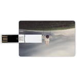16G USB Flash Drives Credit Card Shape Surrealistic Memory Stick Bank Card Style Upside Down World of A Sad Woman on the Swing Depression Picture Decorative,Purple Grey Reseda Green Waterproof Pen Thu